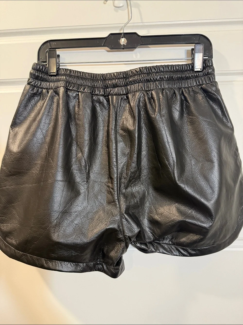 NWT Miss Sparkling Soft Pleather Shorts Black Sz Large